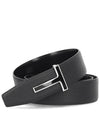 T-buckle reversible leather belt black - TOM FORD - BALAAN 2