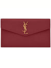 Uptown Grain de Poudre Embossed Leather Clutch Bag Red - SAINT LAURENT - BALAAN 2