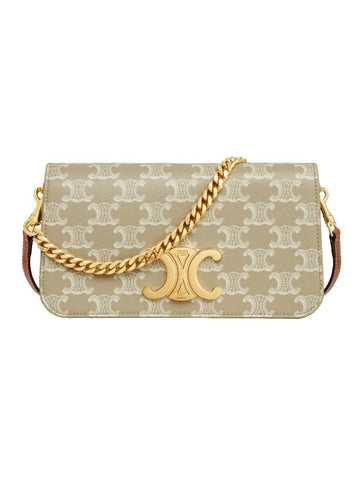 Women's Logo Chain Triope Cross Bag Beige - CELINE - BALAAN 1