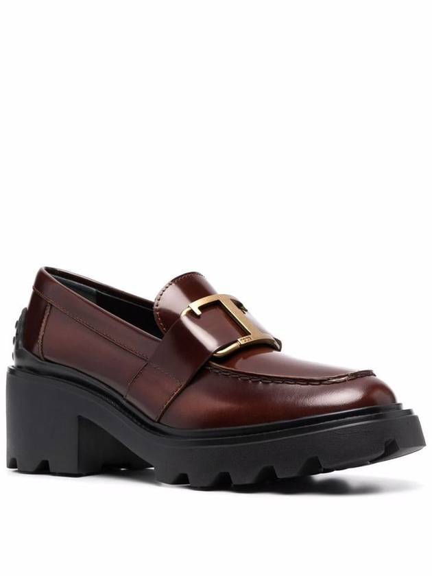 T Logo Leather Loafer Heels Brown - TOD'S - BALAAN 5