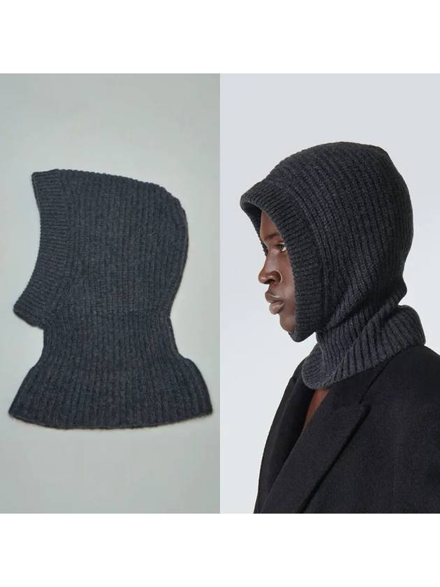 Lambswool Ribbed Knit Balaclava Anthracite Melange - LEMAIRE - BALAAN 2