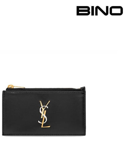 Cassandra Fragment Zipper Card Case Lambskin Black - SAINT LAURENT - BALAAN 2