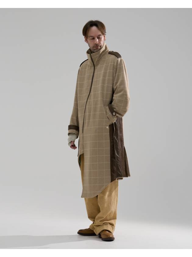 Men's Dancers Runway Checkerd Silk Single Coat Beige - WHYSOCEREALZ - BALAAN 5