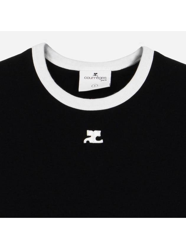 Contrast Signature Short Sleeve T-Shirt Black - COURREGES - BALAAN 4