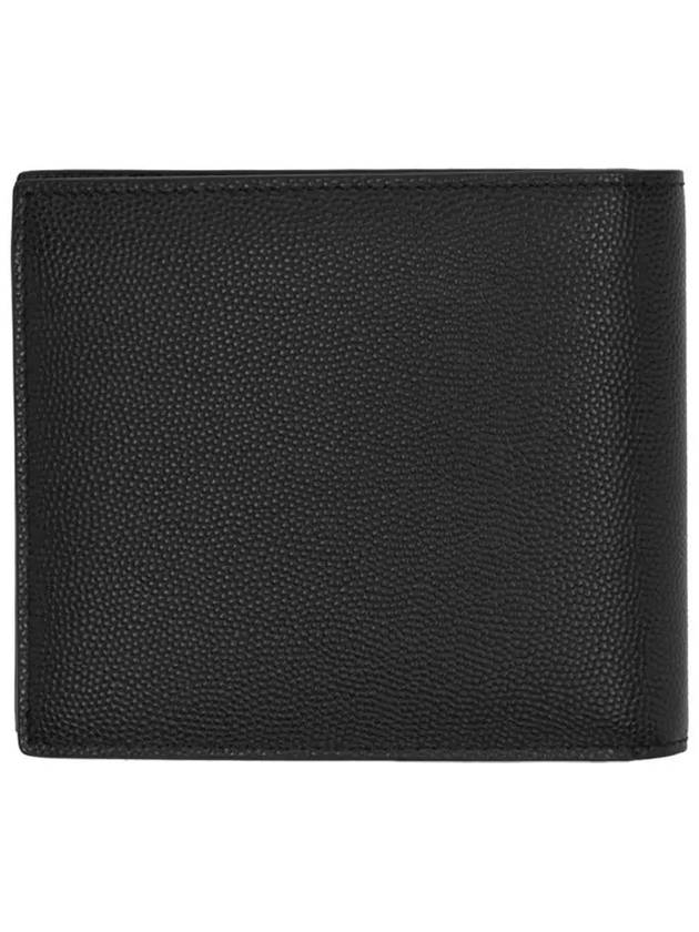 Classic Logo Textured Leather Half Wallet Black - SAINT LAURENT - BALAAN 4