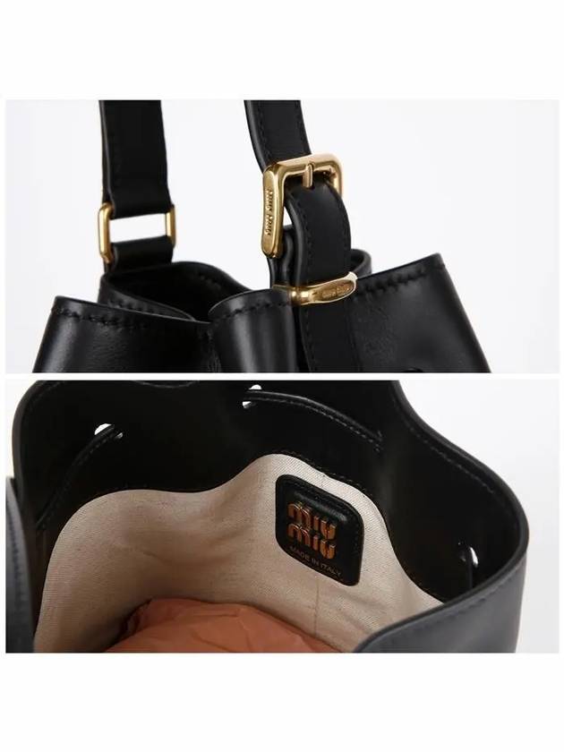 Logo Leather Bucket Bag Black - MIU MIU - BALAAN 7