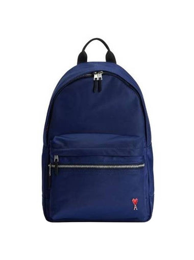 Heart Logo Backpack Navy - AMI - BALAAN 1