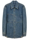 Back Logo Denim Button Long Sleeve Shirt Blue - WOOYOUNGMI - BALAAN 1