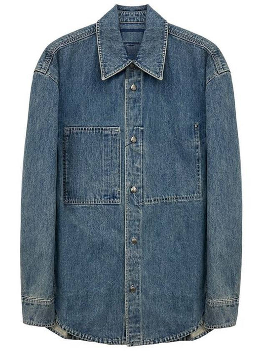 Back Logo Denim Button Long Sleeve Shirt Blue - WOOYOUNGMI - BALAAN 1