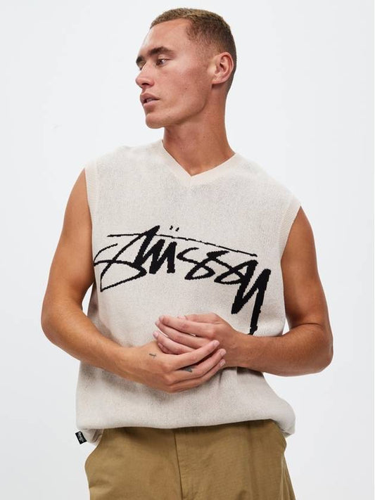 AU Australia SMOOTH STOCK Knit Vest ST037300 Cream MENS - STUSSY - BALAAN 1