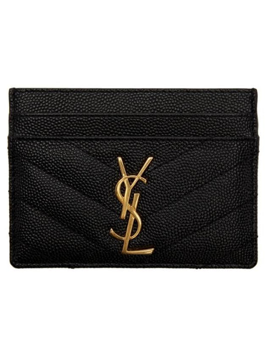 Gold Hardware Matelasse Caviar Leather Card Wallet Black - SAINT LAURENT - BALAAN 2