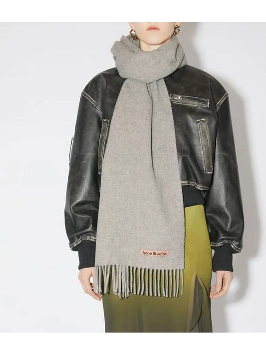 Wool Fringe Scarf Light Grey Melange - ACNE STUDIOS - BALAAN 2