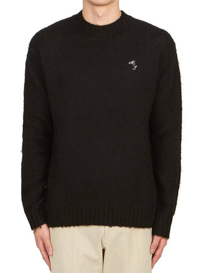 Embroidered Logo Crew Neck Knit Top Black - ACNE STUDIOS - BALAAN 2