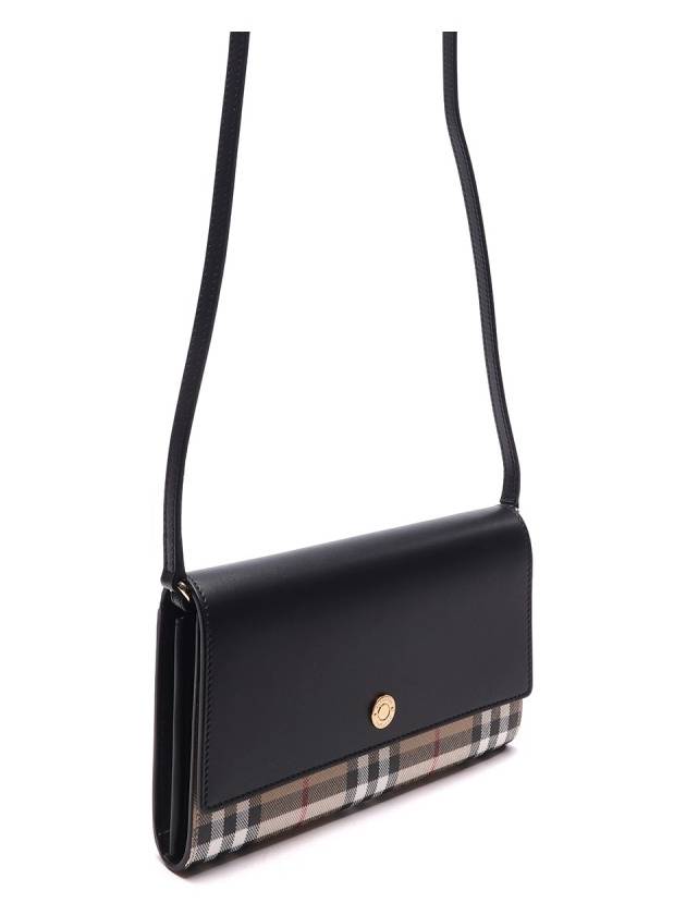 Detachable Strap Checked Leather Wallet Cross Bag Black - BURBERRY - BALAAN 4