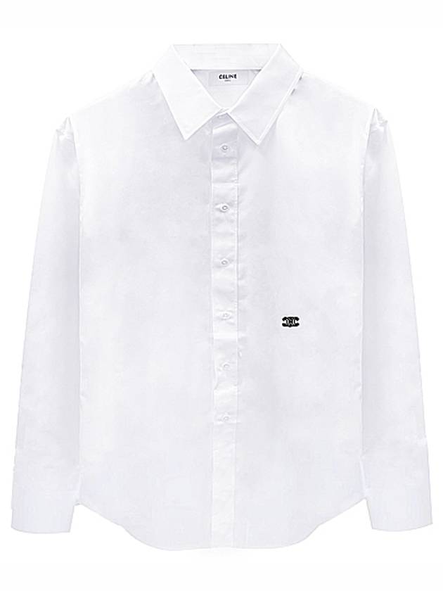 Triomphe Embroidered Poplin Cotton Long Sleeve Shirt White - CELINE - BALAAN 2