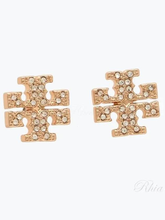 Crystal Logo Stud Earrings Rose Gold - TORY BURCH - BALAAN 2