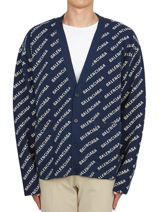 Mini Allover Logo Knit Cardigan Blue - BALENCIAGA - BALAAN 2