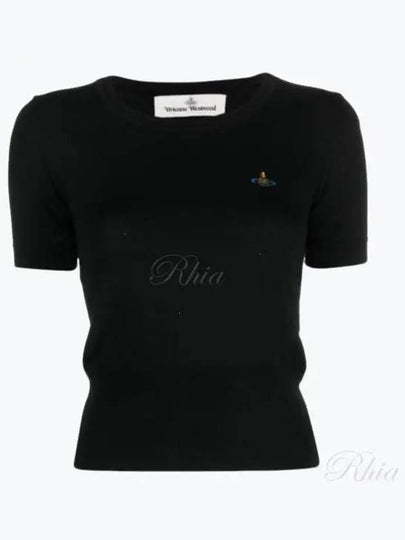 ORB Logo Short Sleeve Knit Top Black - VIVIENNE WESTWOOD - BALAAN 2