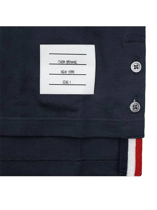 Men's Medium Weight Jersey Tipped Pocket Crewneck Short Short Sleeve T-Shirt Navy - THOM BROWNE - BALAAN 5