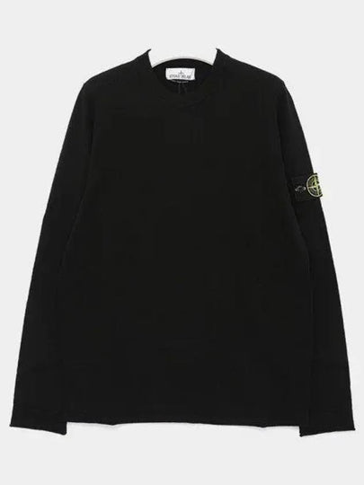 Raw Hand Cotton Crewneck Knit Top Black - STONE ISLAND - BALAAN 2