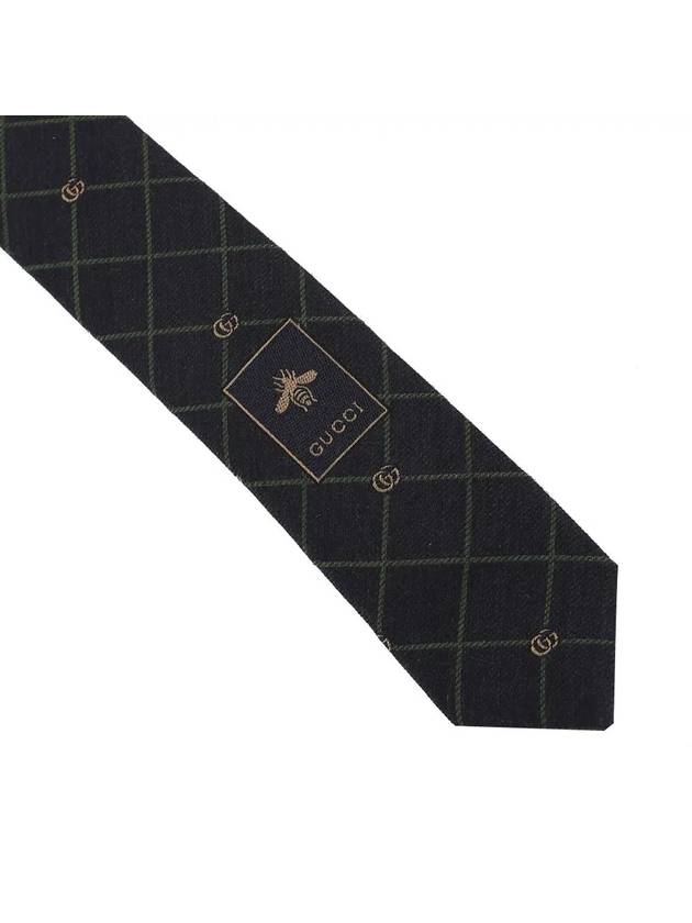 Double G Check Silk Jacquard Tie Blue - GUCCI - BALAAN 6