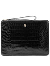 Women's Skull Embossed Zipper Clutch Bag Black - ALEXANDER MCQUEEN - BALAAN 2