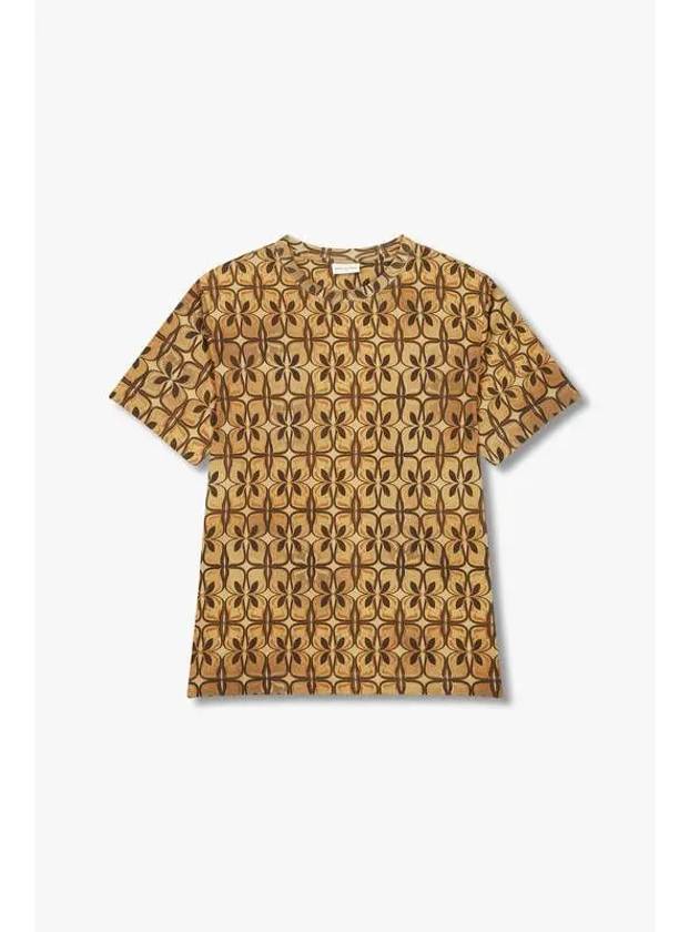 Men s printed cotton easy t shirt dark beige - DRIES VAN NOTEN - BALAAN 1