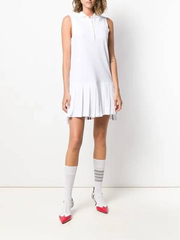 Women's Classic Pique Sleeveless Tennis Dress White - THOM BROWNE - BALAAN 7