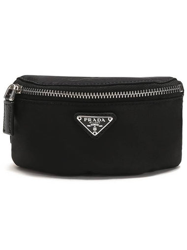 Triangle Logo Nylon Pouch Bag Black - PRADA - BALAAN 1