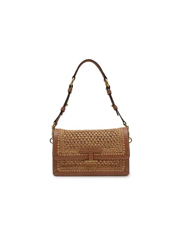 Plaque Mini Woven Shoulder Bag Brown - TOD'S - BALAAN 2