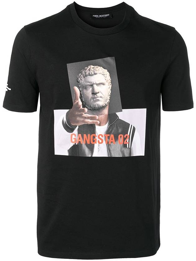 Gangster Print Short Sleeve T-Shirt Black - NEIL BARRETT - BALAAN 2