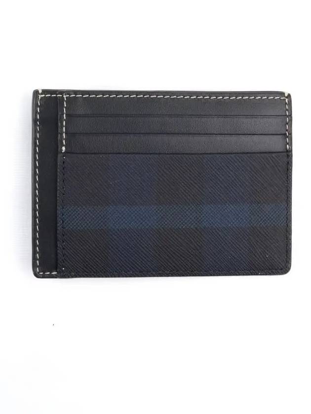 Check Print Money Clip Card Wallet Navy - BURBERRY - BALAAN 6