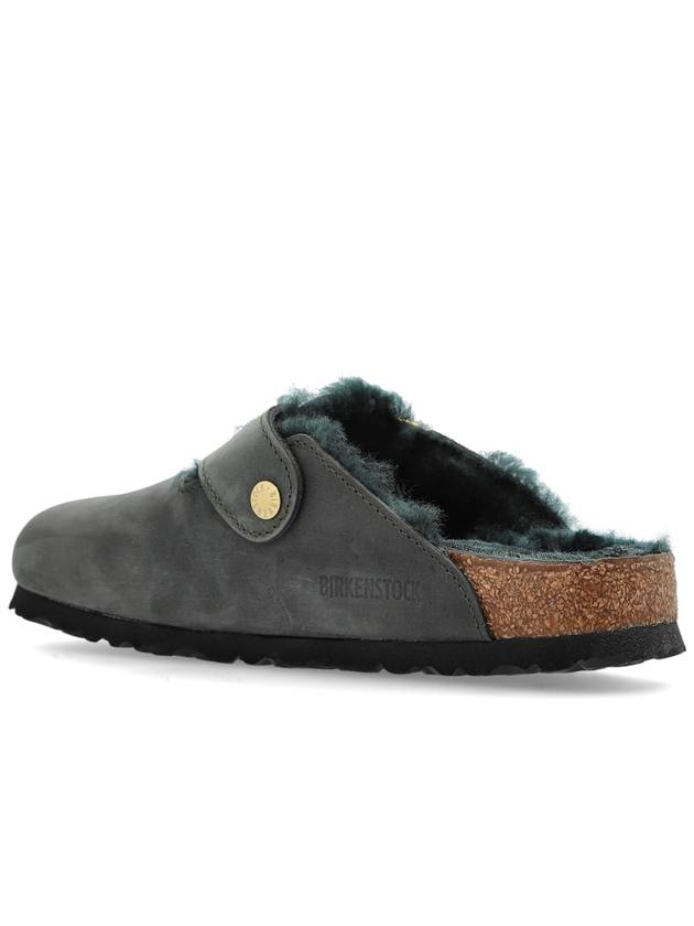 Birkenstock Clogs Boston Big Buckle Shearling, Women's, Green - BIRKENSTOCK - BALAAN 5