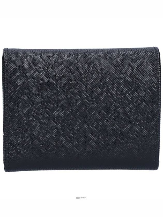 Saffiano Tri-Fold Leather Half Wallet Black - PRADA - BALAAN 5