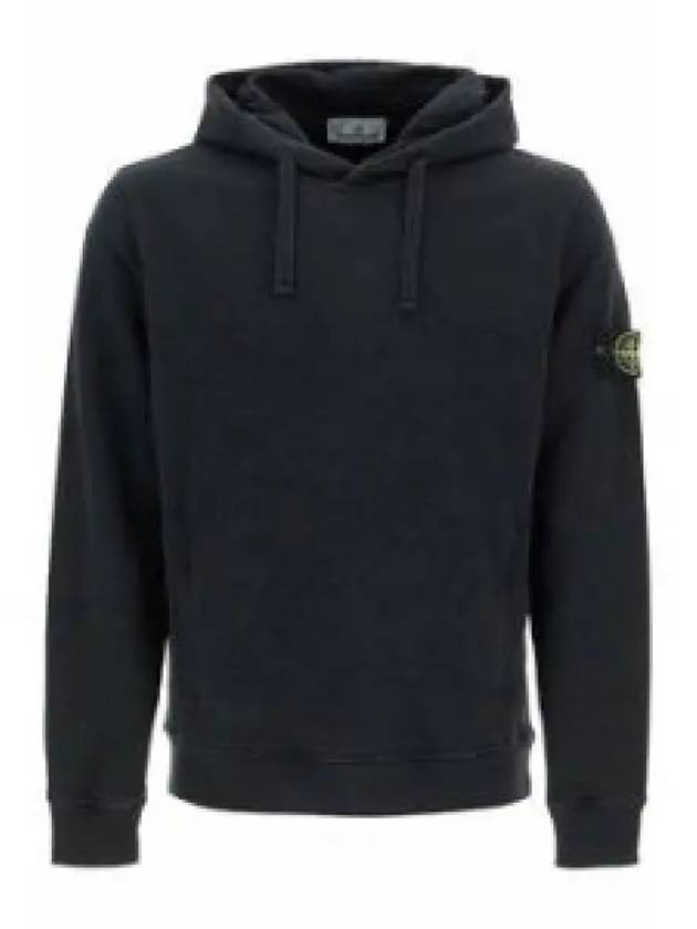 Wappen Patch Brushed Cotton Fleece Hoodie Black - STONE ISLAND - BALAAN 2