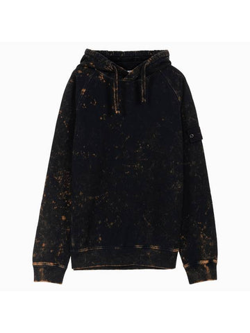 Wappen Tie-Dye Brushed Hoodie Black - STONE ISLAND - BALAAN 1