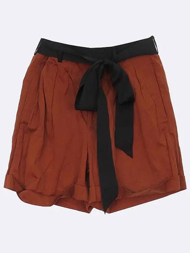 Belt detail brown women s shorts - LANVIN - BALAAN 1