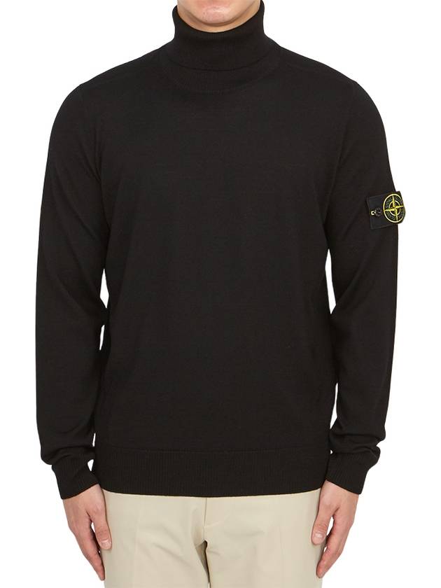 Wappen Patch Virgin Wool Turtleneck Black - STONE ISLAND - BALAAN 2