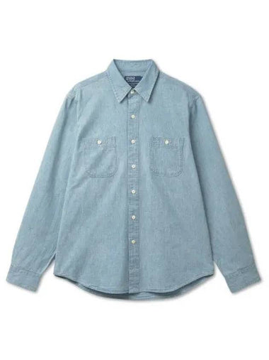 YACHT CLUB Chambray Long Sleeve Shirt Blue - POLO RALPH LAUREN - BALAAN 1