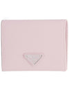 Gold Hardware Triangle Logo Saffiano Half Wallet Alabaster Pink - PRADA - BALAAN 2