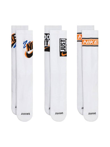 Everyday Plus Crew Socks 3 Pairs White - NIKE - BALAAN 1