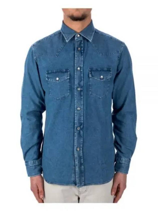 Flap Pocket Denim Long Sleeve Shirt Light Blue - TOM FORD - BALAAN 2