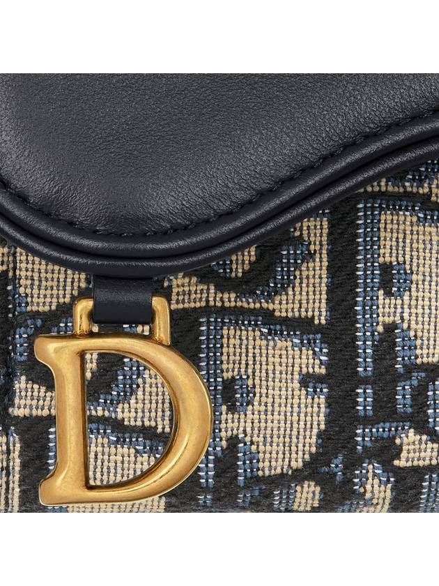 Saddle Bloom Jacquard Calfskin Card Wallet Blue Oblique - DIOR - BALAAN 6