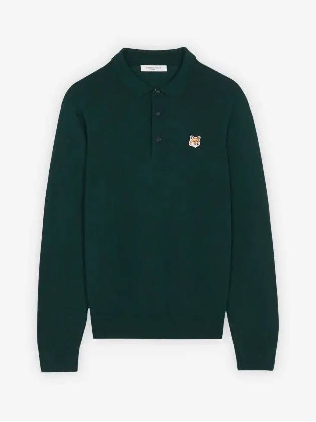 Fox Head Wool Long Sleeve PK Shirt Green - MAISON KITSUNE - BALAAN 3