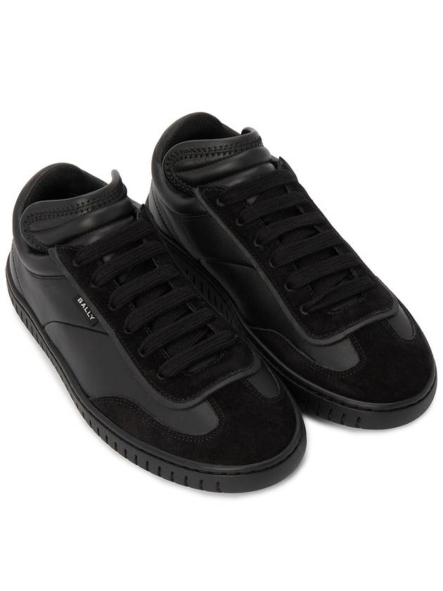 Player Lace Up Leather Low Top Sneakers Black - BALLY - BALAAN 4