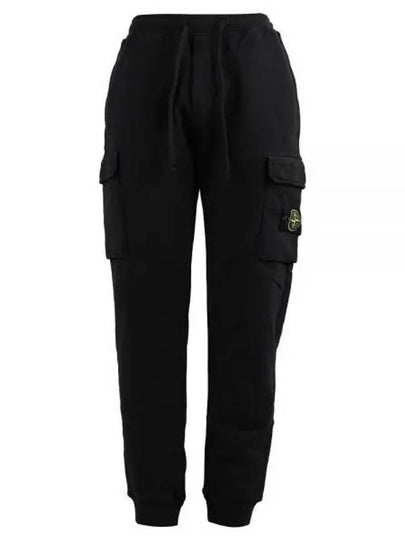 Cotton Wappen Patch Track Pants Black - STONE ISLAND - BALAAN 2