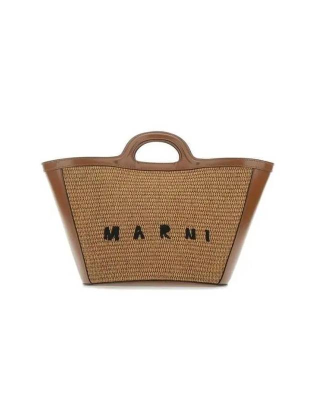 Leather Raffia Tropicalia Tote Bag Rosiena - MARNI - BALAAN 2