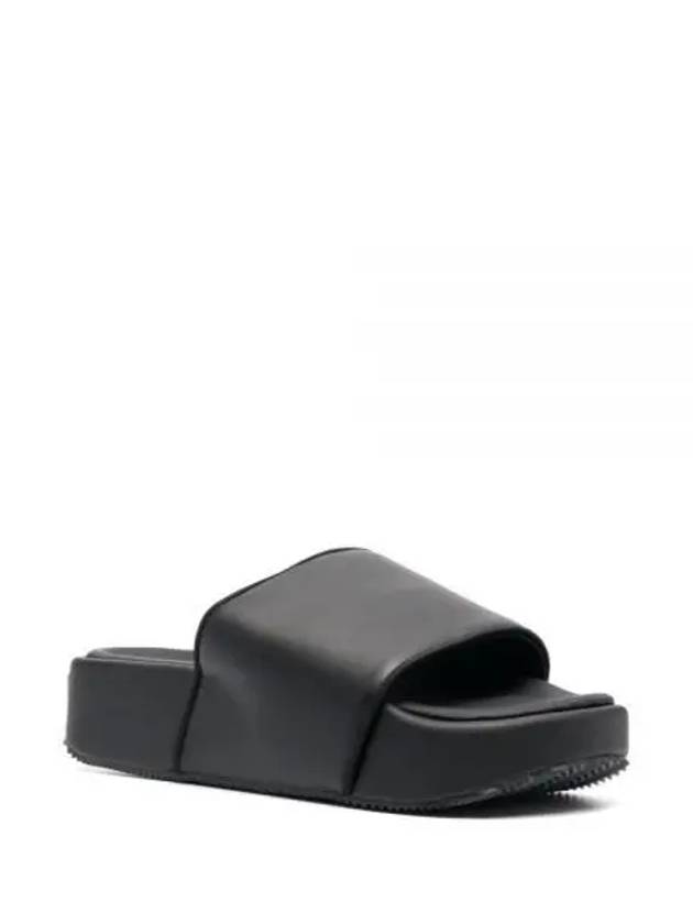 Embossed Logo Platform Leather Slippers Black - Y-3 - BALAAN 2