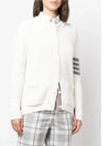 Cotton Jersey Flower 4 Bar V Neck Cardigan White - THOM BROWNE - BALAAN 4