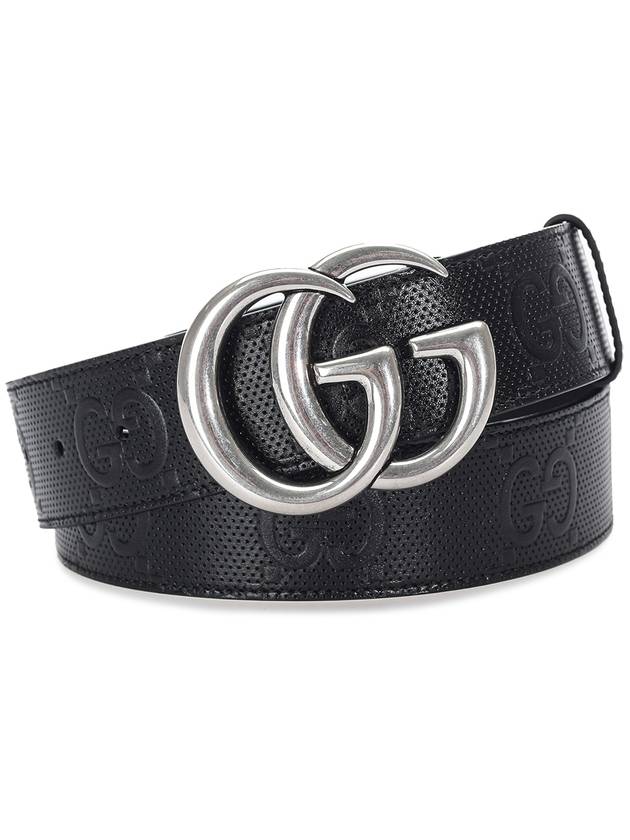 GG Marmont Emboss Leather Belt Black - GUCCI - BALAAN 2